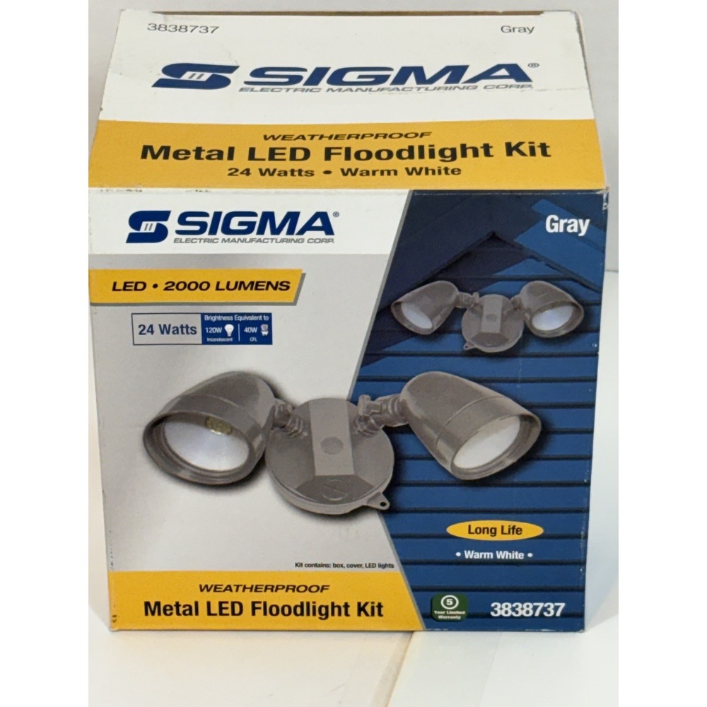 Sigma LED Flood Light (Gray) Metal 2-Light 24W 2000lm Warm White 3838737